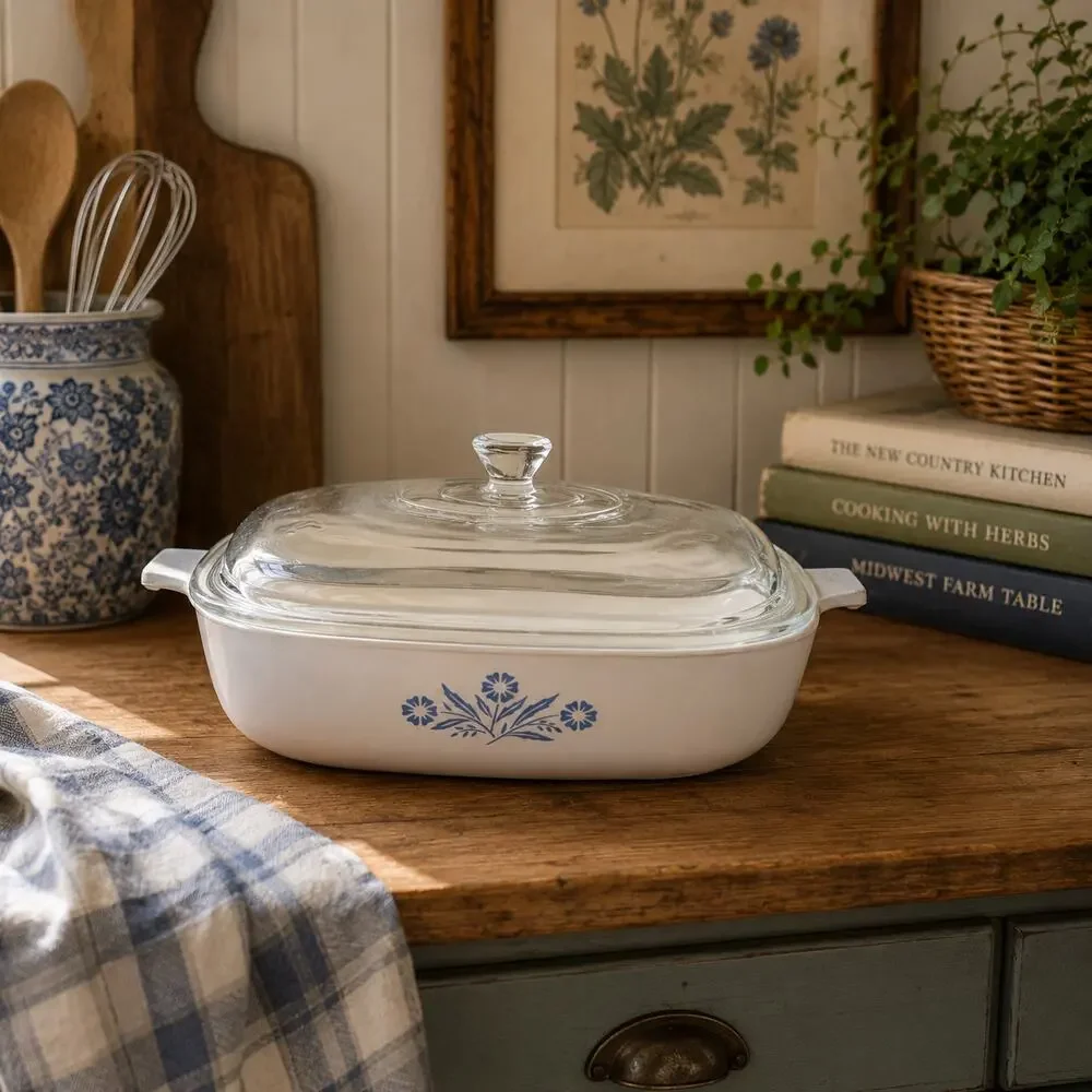 Vintage Corning Ware Cornflower Blue Casserole 10” Stained